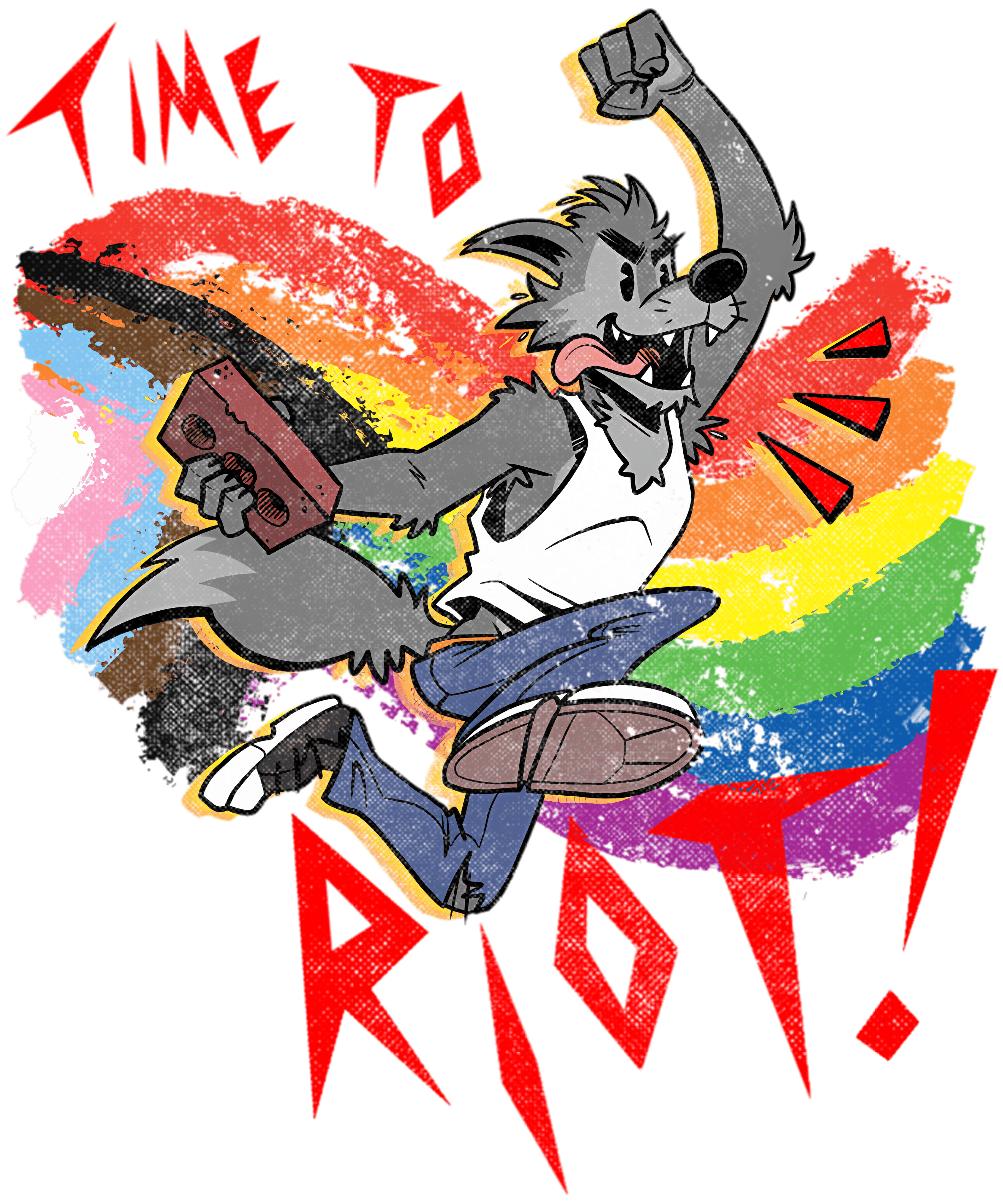 Time To Riot Vintage Furry Pride Rainbow PNG Digital Download